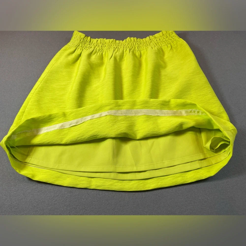 NWT J Crew neon green skirt elastic waist pull on paper bag Fully Lined size‎ 0